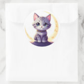 Cute Moon Cat Sticker – Magical Kitten on Crescent (Tasche)