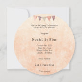 Cute Moon With Crown Baby Girl Card Einladung (Rückseite)