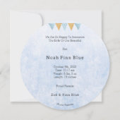 Cute Moon With Hat And Bow Baby Boy Card Einladung (Rückseite)