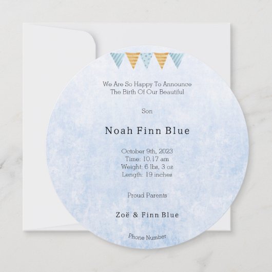 Cute Moon With Hat And Bow Baby Boy Card Einladung (Rückseite)