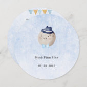 Cute Moon With Hat And Bow Baby Boy Card Einladung (Vorne/Hinten)