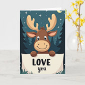 Cute Moose Forest Love You Card Karte (Gelbe Blume)