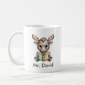 Cute Moose Reading a Book Custom Kaffeetasse (Links)