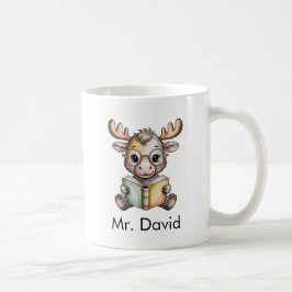 Cute Moose Reading a Book Custom Kaffeetasse