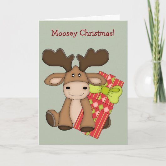 Cute Moosey Christmas Feiertagskarte (Vorderseite)