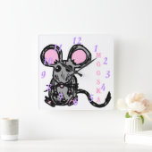 Cute Mooska Mouse Square Clock Quadratische Wanduhr (Zuhause)