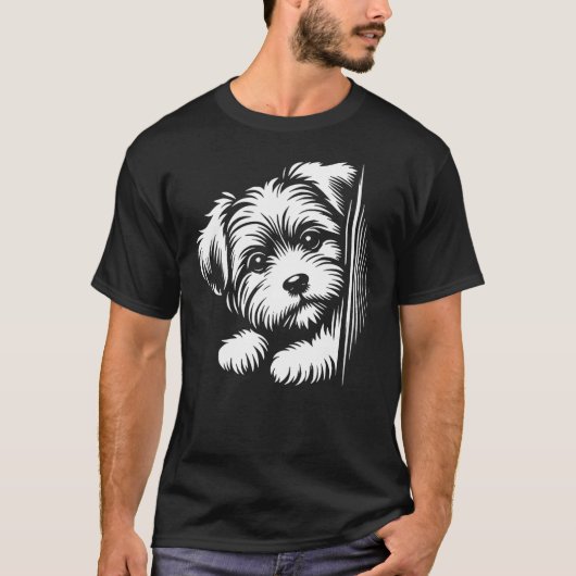 Cute Morkie Peeking Dog Graphic Design T-Shirt (Vorderseite)