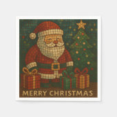 Cute mosaic technique Merry Christmas Santa Serviette (Vorderseite)