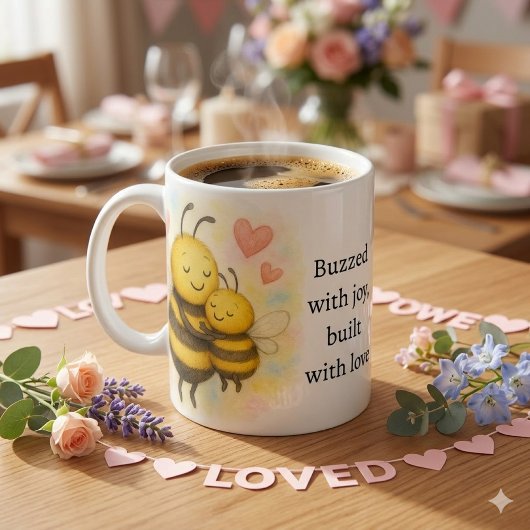Cute Mother's Day Bee & Baby Bee  Kaffeetasse