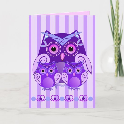 Cute Mother's day card with Owls and text Karte (Vorderseite)