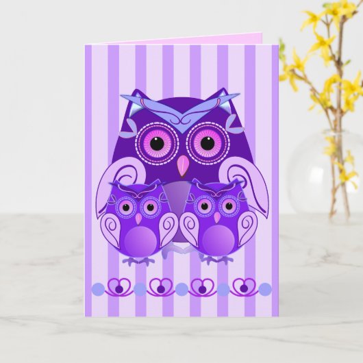 Cute Mother's day card with Owls and text Karte (Gelbe Blume)