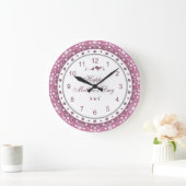 Cute Mother's Day Purple White Heart Floral Große Wanduhr (Zuhause)