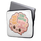 Cute Motivational Brain Stay Positive and Believe Laptopschutzhülle (Vorderseite Links)
