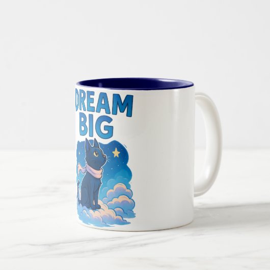 Cute Motivational Cat Art Zweifarbige Tasse (VorderseiteRechts)