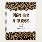 Cute Motivational Monogram Year Leopard Pattern Planer (Vorderseite)