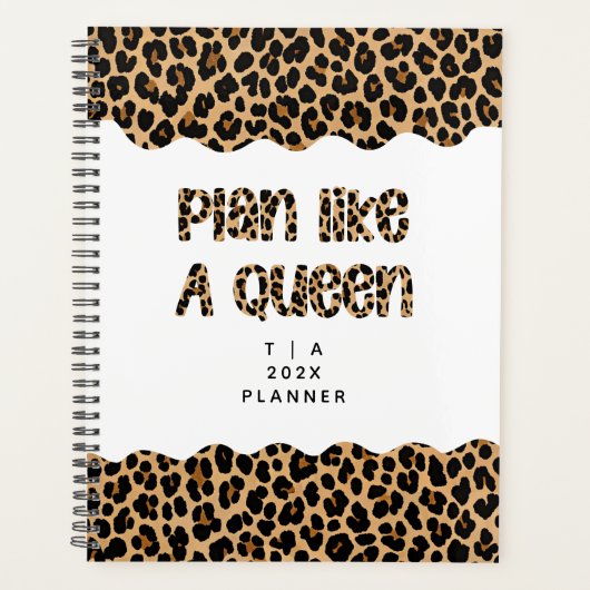 Cute Motivational Monogram Year Leopard Pattern Planer (Vorderseite)