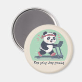 Cute Motivational Panda on Treadmill Magnet (Vorderseite/Rückseite)