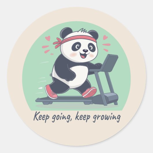 Cute Motivational Panda on Treadmill Runder Aufkleber (Vorderseite)