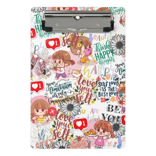 Cute Motivational – Positive Quote Kawaii  Mini Klemmbrett (Vorderseite)