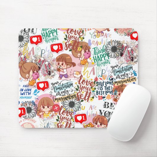 Cute Motivational – Positive Quote Kawaii  Mousepad (Mit Mouse)