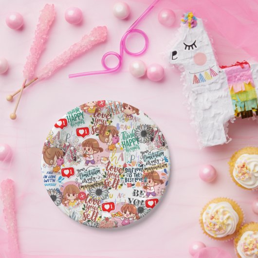 Cute Motivational – Positive Quote Kawaii  Pappteller (Party)