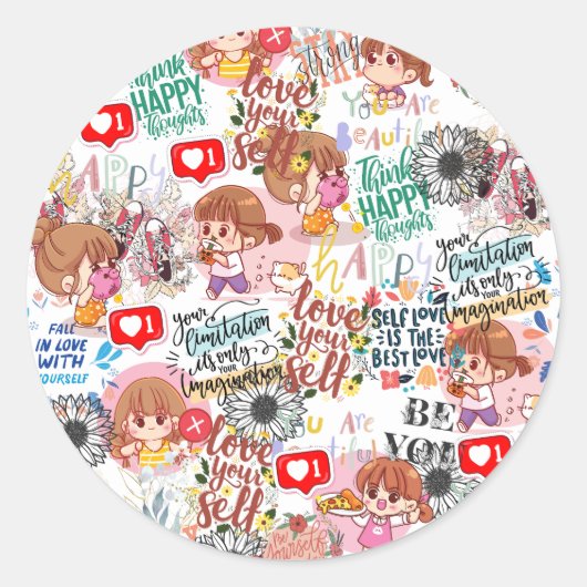 Cute Motivational – Positive Quote Kawaii  Runder Aufkleber (Vorderseite)