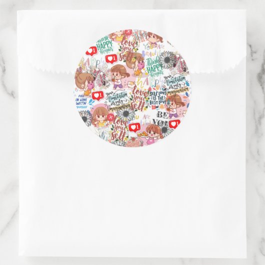 Cute Motivational – Positive Quote Kawaii  Runder Aufkleber (Tasche)