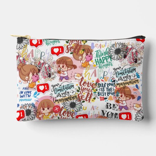 Cute Motivational – Positive Quote Kawaii  Zubehörtasche (Vorderseite)