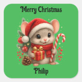 cute mouse Christmas holiday Sticker (Vorderseite)