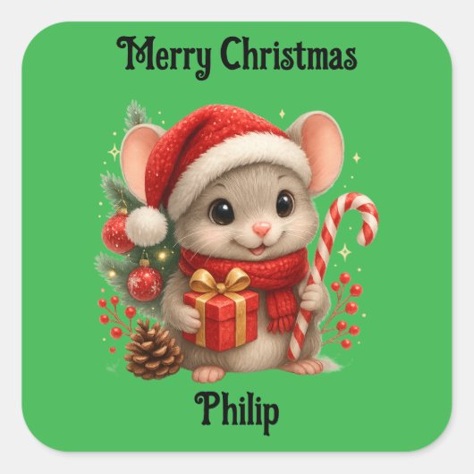 cute mouse Christmas holiday Sticker (Vorderseite)