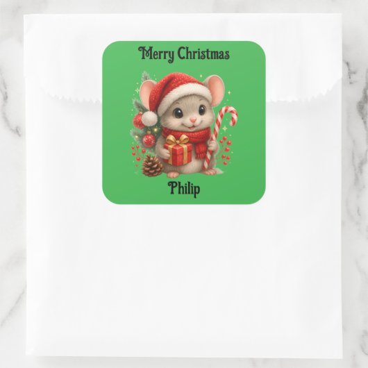 cute mouse Christmas holiday Sticker (Tasche)