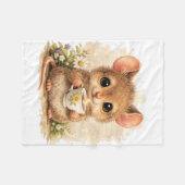 Cute Mouse Coffee Blanket – Kawaii Animal Fleecedecke (Vorderseite (Horizontal))