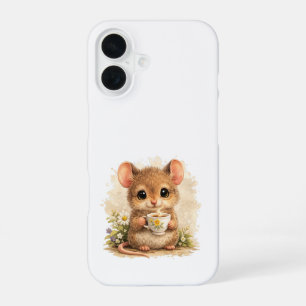 Cute Mouse Coffee iPhone 16 Case Kawaii Hülle