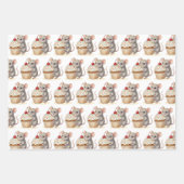 Cute Mouse, Cupcakes and Sprinkles Birthday Geschenkpapier Set (Vorderseite)