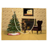 Cute Mouse Decorating a Christmas Tree Große Geschenktüte (Rückseite)