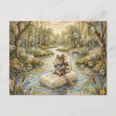 Cute Mouse Floating Down River on Soap Postkarte (Vorderseite)