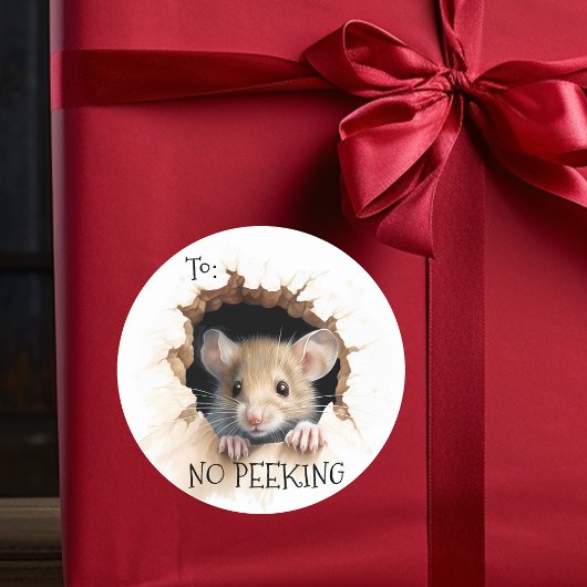 Cute Mouse gift No Peeking Runder Aufkleber