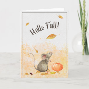 Cute Mouse Hello Fall Karte