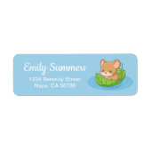 Cute Mouse in a Leaf Boat Blue Return Address (Vorne)