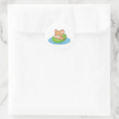 Cute Mouse in a Leaf Boat Runder Aufkleber (Tasche)