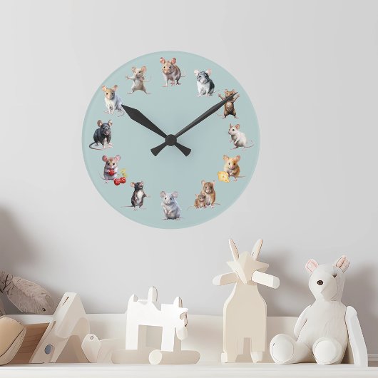 Cute Mouse Nursery Mice  Runde Wanduhr