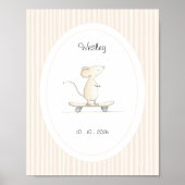 Cute Mouse Nursery Name Date Poster (Vorne)