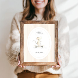 Cute Mouse Nursery Name Date Poster