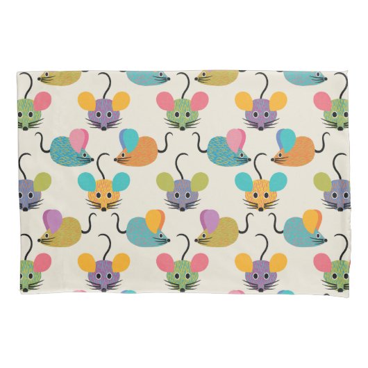 Cute Mouse Pattern on Cream Kissenbezug (Vorderseite)