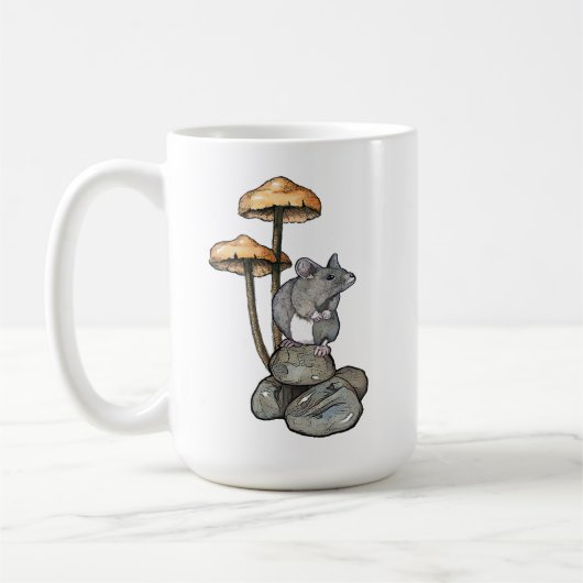 Cute Mouse Standing on Rocks, with Mushrooms Kaffeetasse (Links)
