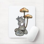 Cute Mouse Standing on Rocks, with Mushrooms Mousepad (Mit Mouse)