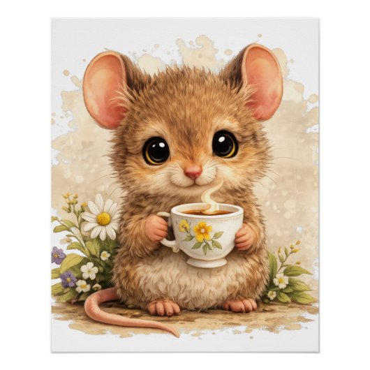 Cute Mouse Tea Poster Kawaii Animal (Vorderseite)