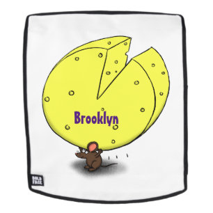 Cute mouse with cheese cartoon illustration rucksack
