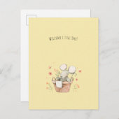 Cute Mouse With Flowers Welcome New Baby Card Postkarte (Vorne/Hinten)