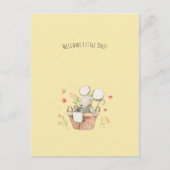 Cute Mouse With Flowers Welcome New Baby Card Postkarte (Vorderseite)